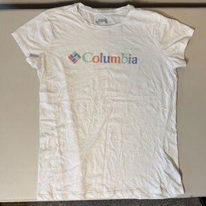 Columbia White Short Sleeve Tee with Multicolor Logo
